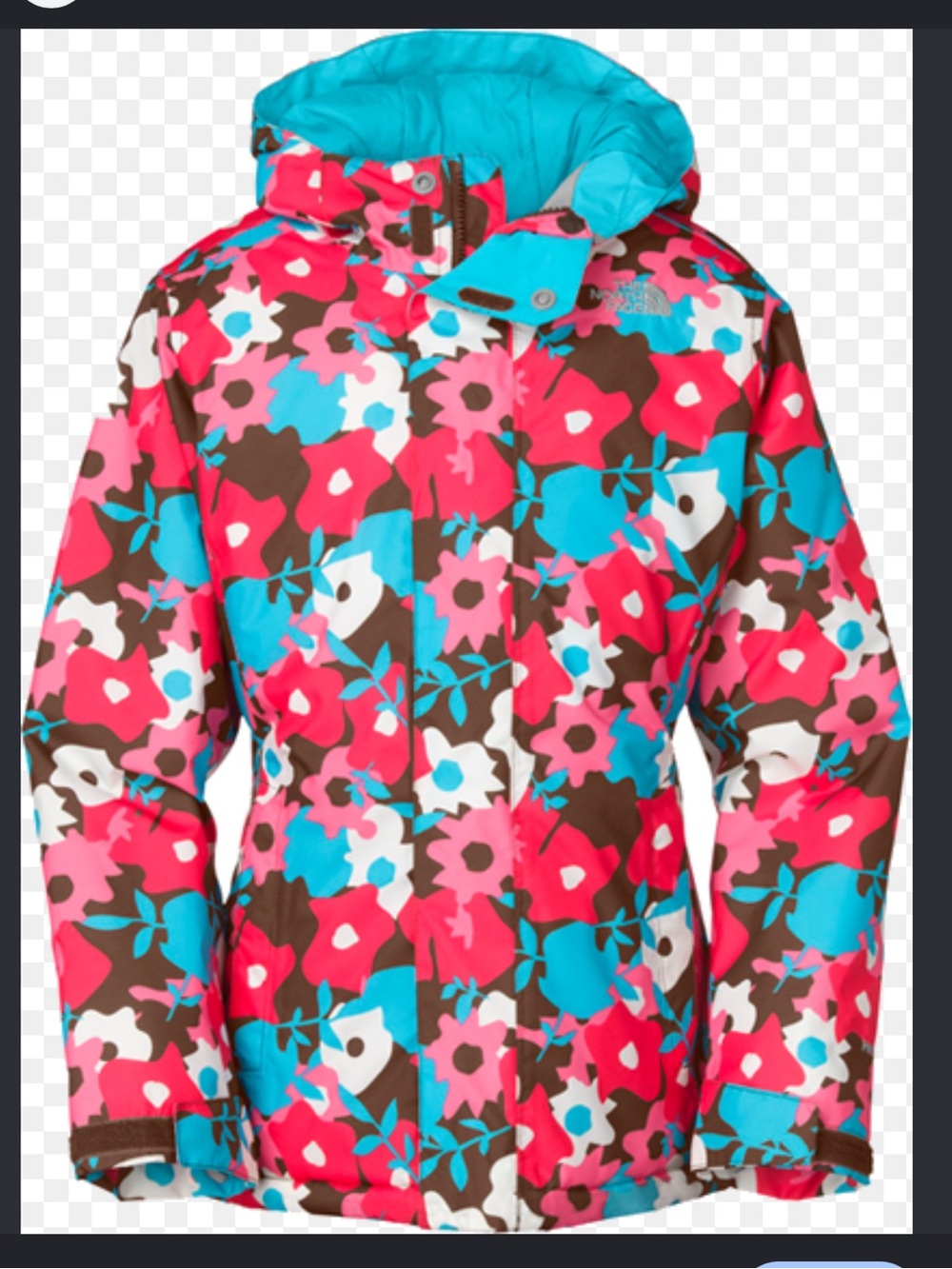 The North Face Floral Ski Jacket in Pink, Turquoise & Brown size kids XL 18